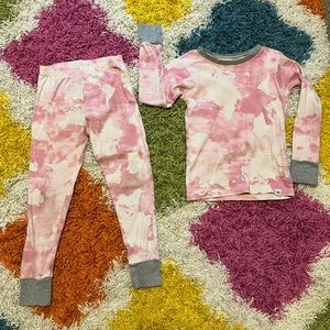 Girls, pink tie-dye, two piece, longsleeve pajama pant set 5t